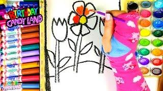 Learn Colors for Kids and Color Hand Drawn Flowers Coloring Page