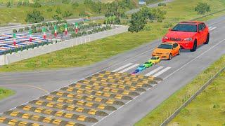 Big & Small Cars VS 100 Speed Bumps – BeamNG.Drive | Beam Studio +