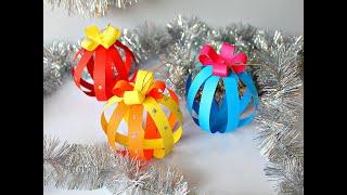 DIY Christmas decorations. Easy PAPER BALL
