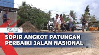 Proyek BPJN Gorontalo Terbengkalai, Sopir Angkot Kumpulkan Dana Sukarela Perbaiki Jalan Nasional