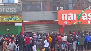 ANGRY PROTESTORS STORMS NAIVAS SUPERMARKET BUILDING IN NAIROBI