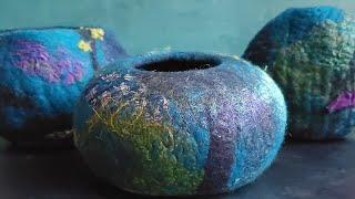 How to Wet Felt a Bowl or a Vessel for Beginners: Wet Felting Tutorial #livingfelt