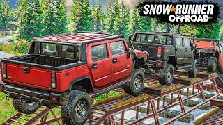 SNOWRUNNER: der unmenschliche PARKOUR: 4 HUMMER-Fahrer auf Abwegen | OFFROAD Simulation