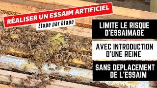 Réaliser un essaim artificiel pour limiter l'essaimage sans le déplacer et en introduisant une reine