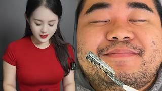 ASMR | Remove beard and fuzz from a man's face. 🪒 Wonderful oriental wet shave!