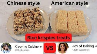 Chinese(Xiaoying cuisine) VS American(Joy of baking) rice Krispies treats 中国爆米香和美国爆米香哪个更好吃？小穎美食配方测试