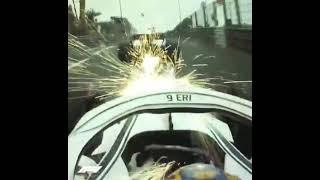 Marcus Ericsson is caught in a shower of sparks...