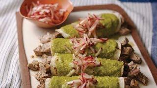 Pati Jinich - Pork Tenderloin Enchiladas in Mole Verde