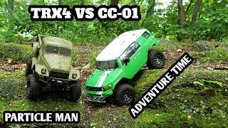 CC-01 vs. TRX4 showdown part#1  bumper mod plus crawling with particle man