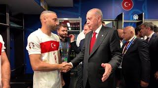 President Erdogan visits Turkish national team in locker room