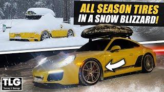 How is this possible? All Season Tires on a Porsche 911 in a snow blizzard!