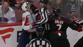 Dmitry Orlov Gives Pierre-Luc Dubois A Facewash After Getting Clipped Up High