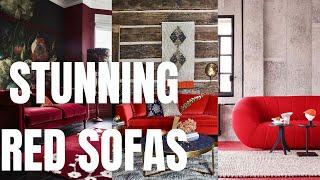 Stunning Red Sofa for Living Room. Red Couch Decor Ideas.