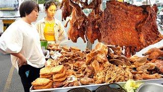 Middle of Phnom Penh - Popular Roast Pork, Braised Pork, Roast Duck & Amazing Cutting Skill