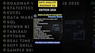 Data Analyst Roadmap 3.0 | Edition 2025 | How to become Data Analyst in 2025 #dataanalytics #powerbi