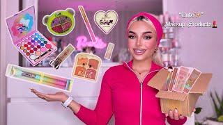 آنباکسو میکاپ با لوازم آرایشی فانتزی و کیوت🩷آیا می ارزن؟| Trying Cute Makeup Products