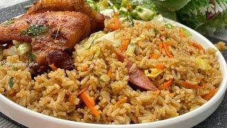HOW TO MAKE FRIED RICE AT HOME | MY SIMPLE GHANAIAN VEGETABLE FRIED RICE WITH CHICKEN |Party Style