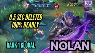 Mvp 12.8 points! Nolan insane damage build 2025 | Top 1 Global Rank Gameplay | Mobile Legends