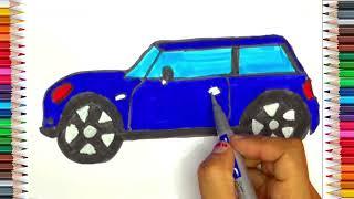 How to draw and color car , easy drawing for toddlers and kids