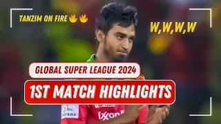 Global Super League 2024 1st Match Highlights | Lahore Qalandars vs Guyana Amazon Warriors