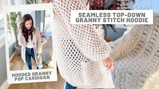 Top-Down Granny Stitch Hoodie - Button-up with Pockets