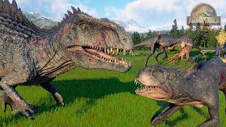 BATTLE ROYALE DE DINOSAURIOS "MALOS" DE TODAS LAS PELICULAS DE JURASSIC PARK Y WORLD! Evolution 2