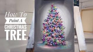 How To Paint A Christmas Tree  acrylic step by step painting tutorial