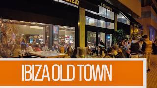 Nighttime Walk Through Ibiza Old Town: Bustling Bars & Restaurants