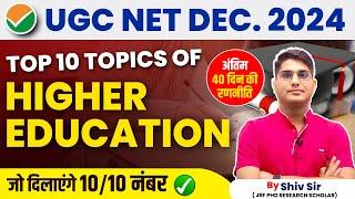 Top 10 Topics of Higher Education | 40 Days Strategy for UGC NET Dec | Apni University | By Shiv Sir