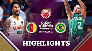 Cameroon  beat Brazil  in a thriller, both qualify for semis | Highlights | FIBA OQT 2024 Latvia
