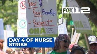 Providence nurses on day 4 of strike for better staffing, wages, benefits in Portland, Seaside