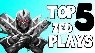 Top 5 Zed Plays in Tournaments (ft.Faker,Bjergsen,Dade,xPeke)