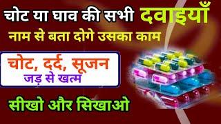 चोट / घाव के लिए कौन सी मेडिसिन या दवा दी जाती है  घाव की गोलियां | basic medical knowledge in hindi