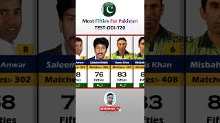 Most Fifties For Pakistan Cricket Test-ODI-T20 #shorts #youtubeshorts #viralvideo