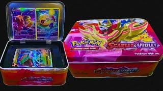 UNBOXING SCARLET & VIOLATE TIN BOX | OPENING POKEMON TIN BOX | I OPENED WEIRD POKEMON TIN BOX