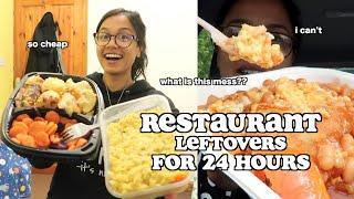 i survived on restaurant leftovers for 24 hours *super cheap food* | clickfortaz