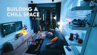 how to create a chill vibe in your apartment + tv setup tour ️