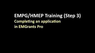 EMPG/HMEP Training - Step Three: Application (Work Plans)