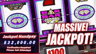 DOUBLE DIAMOND MASSIVE JACKPOT WIN  HIGH LIMIT MAX BET SLOT MACHINE WIN