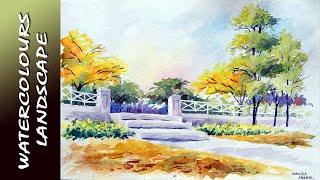 Landscape Painting | वॉटरकलर लैंडस्केप ट्यूटोरियल | Watercolor | Watercolour