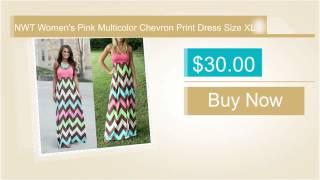 NWT Women's Pink Multicolor Chevron Print Dress Size XL