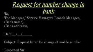 Request letter for change of mobile number