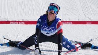 American Jessie Diggins wins silver in 30km cross-country race at Olympics