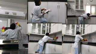 cleaning kitchen before ramadan house maid in saudi arabia/ wall cleaning #kadama #shagala