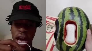 He finna wash the water melon