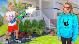 MEGA NERF CANNON Destroyed My Sister's Eye!!