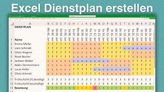 Excel Dienstplan erstellen für Mitarbeiter [Schichtplan, Einsatzplanung, Personalplanung, Vorlage]