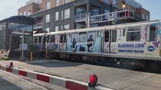 CTA TRAIN ACTION at Kedzie Ave. Crossing | Kimball-bnd Brown Line Train (2024) | 7.27.2024