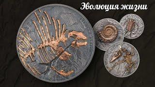 Крутая коллекция монет! Динозавры, окаменелости и не только!  Серия эволюция жизни!