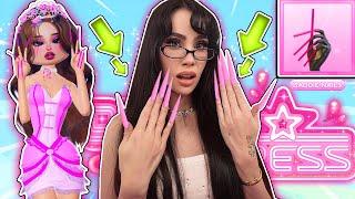 Trying To PLAY Dress To Impress WITH BADDIE NAILS ON IRL *REALLY HARD*